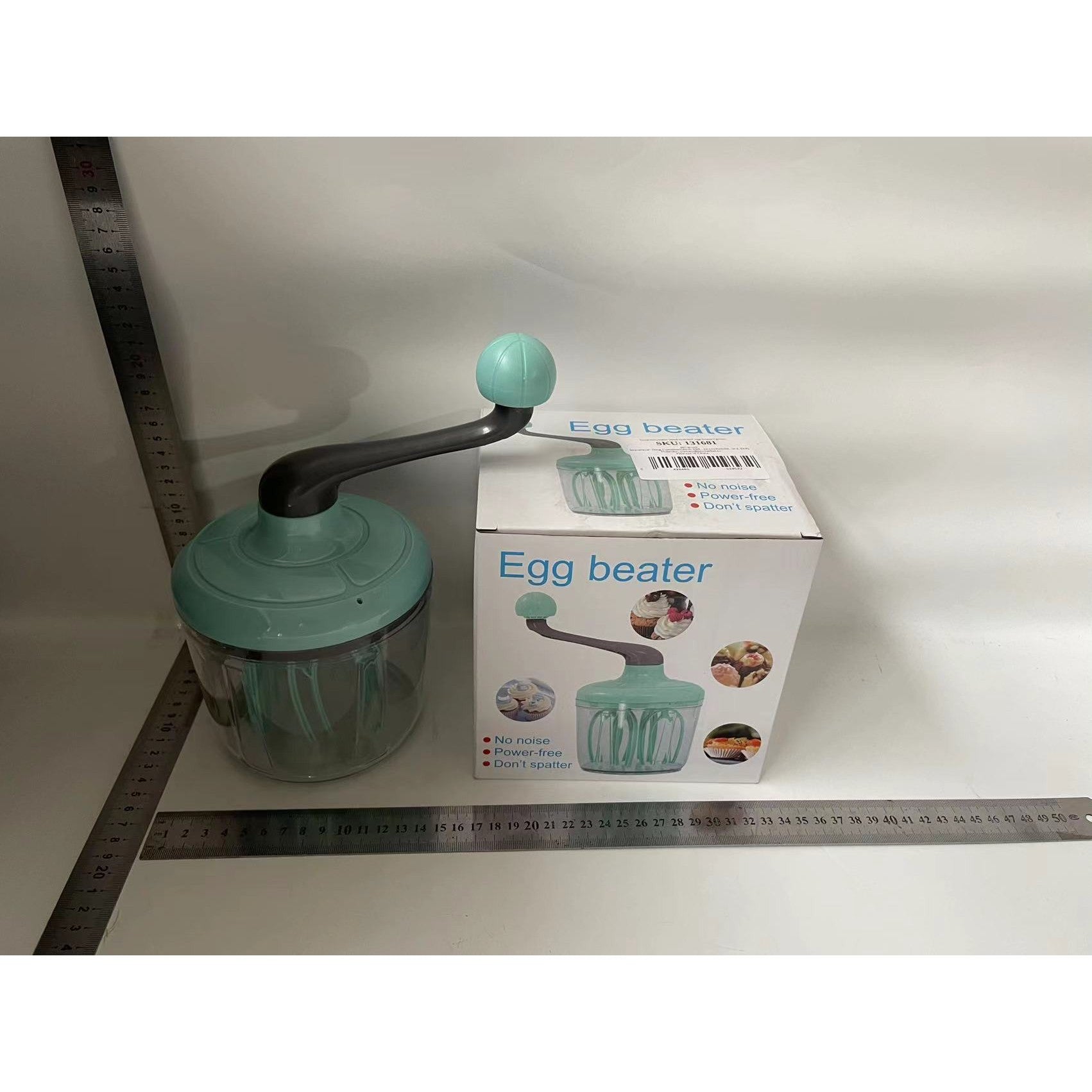 Mixer Manual, Flippy, pentru Oua Smantana Frisca Aluat, Maner Plastic, Usor de Utilizat si Depozitat, Bol Transparent, Verde-1