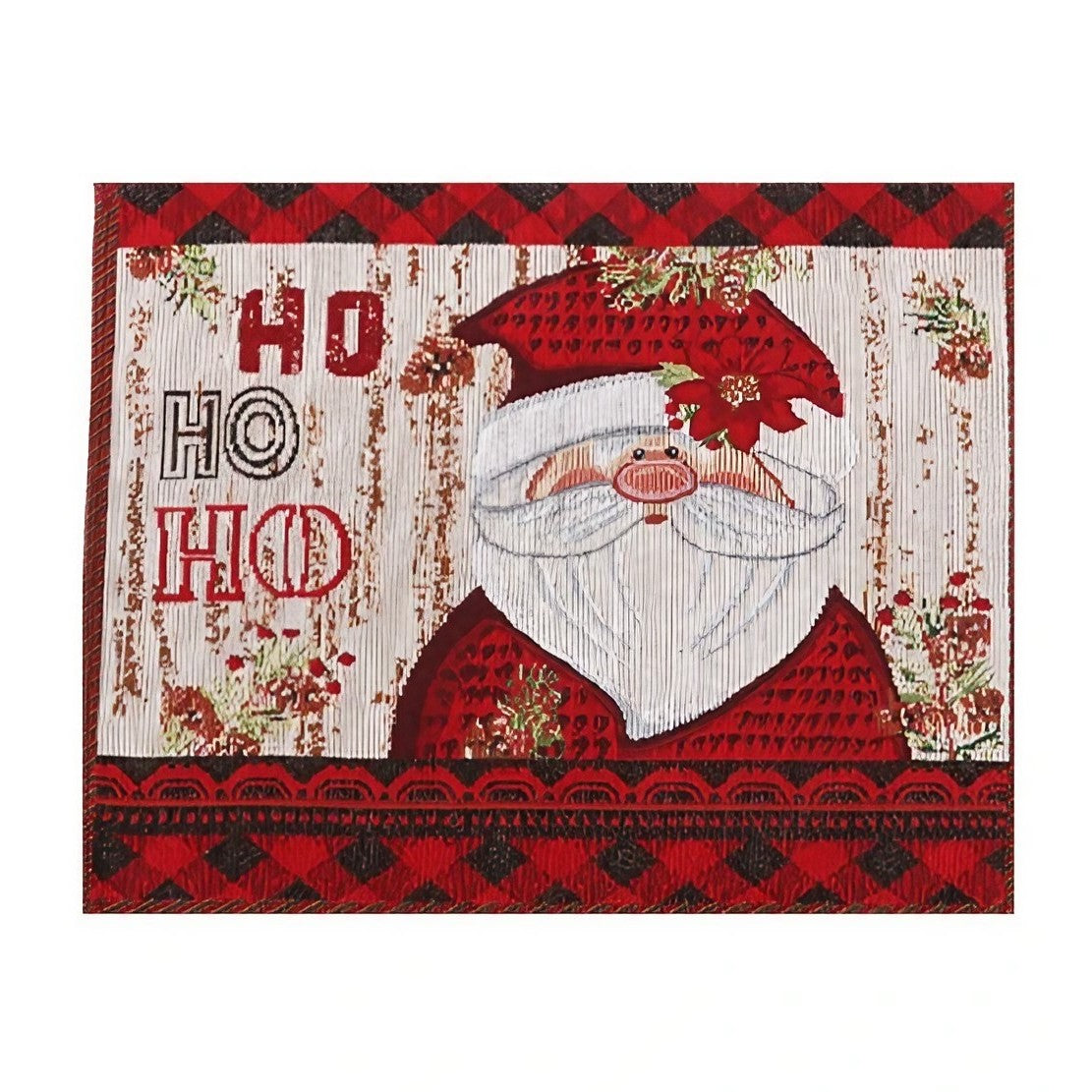Servet de Masa, Flippy, Model Mos Craciun, Scris HoHoHo, Tematica Craciun, Prosop pentru Masa, Bumbac si Fibre Sintetice, 43x33 cm, Rosu-0