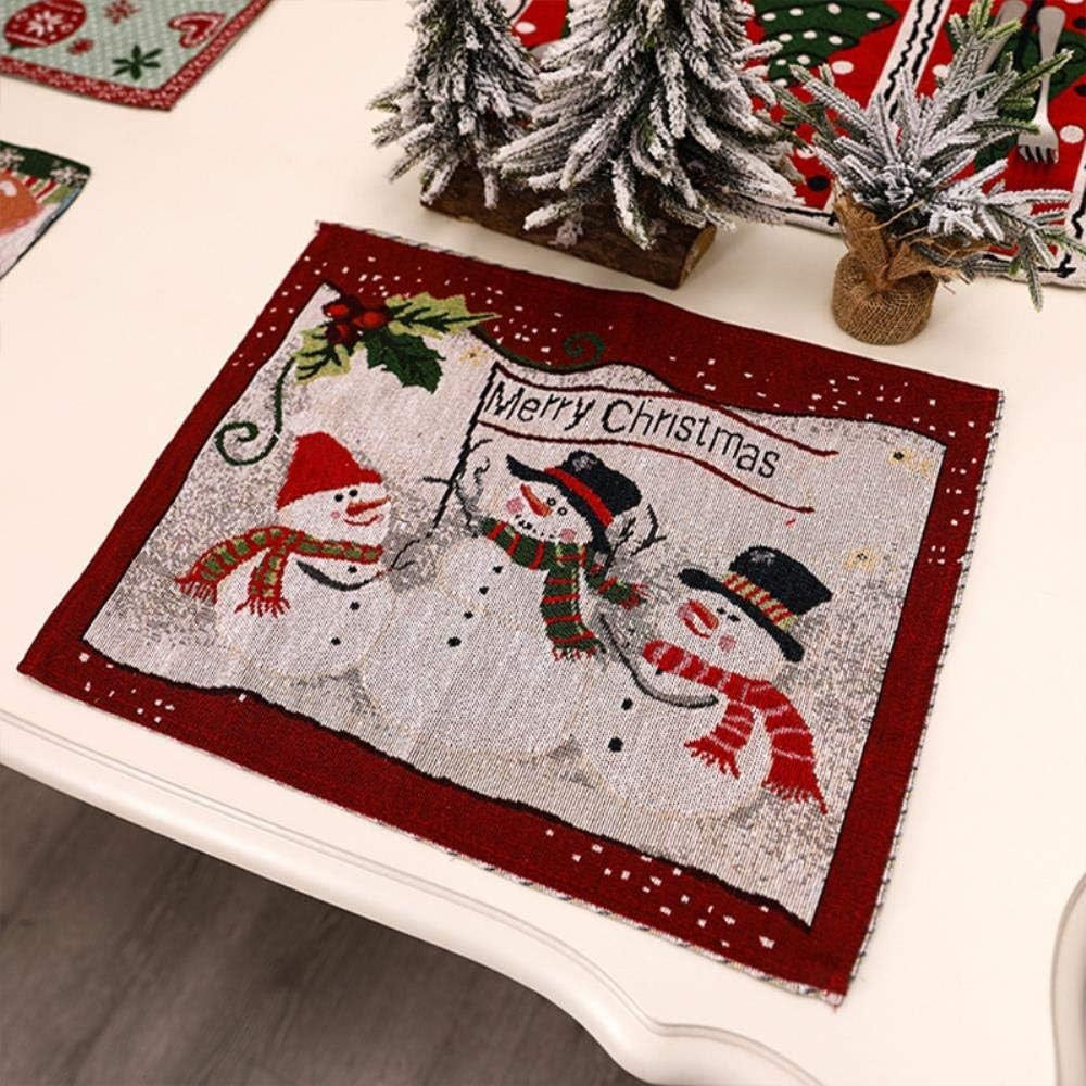 Servet de Masa, Flippy, Model Oameni de Zapada, Scris Merry Christmas, Tematica Craciun, Prosop pentru Masa, 47x33 cm, Bumbac si Fibre Sintetice, Rosu-2