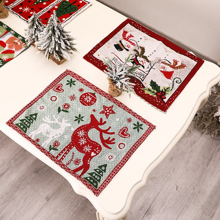 Servet de Masa, Flippy, Model Oameni de Zapada, Scris Merry Christmas, Tematica Craciun, Prosop pentru Masa, 47x33 cm, Bumbac si Fibre Sintetice, Rosu-4
