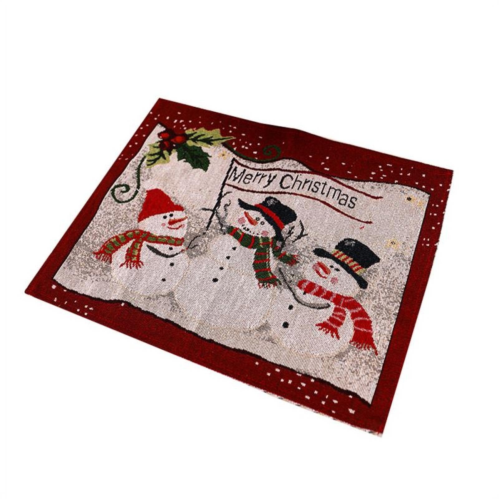 Servet de Masa, Flippy, Model Oameni de Zapada, Scris Merry Christmas, Tematica Craciun, Prosop pentru Masa, 47x33 cm, Bumbac si Fibre Sintetice, Rosu-0