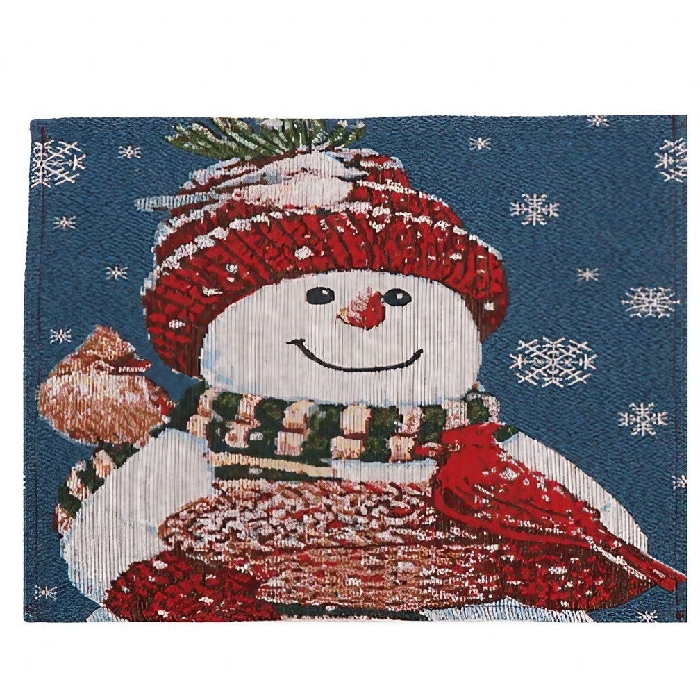 Servet de Masa, Flippy, Model Om de Zapada si Ninsoare, Tematica Craciun, Prosop pentru Masa, Bumbac si Fibre Sintetice, 43x33 cm, Albastru-0