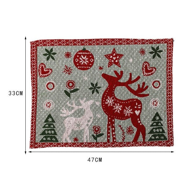 Servet de Masa, Flippy, Model Ren si Globuri, Tematica Craciun, Prosop pentru Masa, 47x33 cm, Bumbac si Fibre Sintetice, Rosu-4