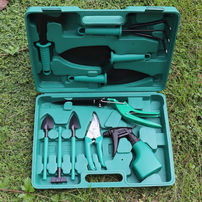 Set 10 accesorii pentru gradinarit Flippy, geanta depozitare inclusa, otel inoxidabil, 37 x 28 cm, verde-7