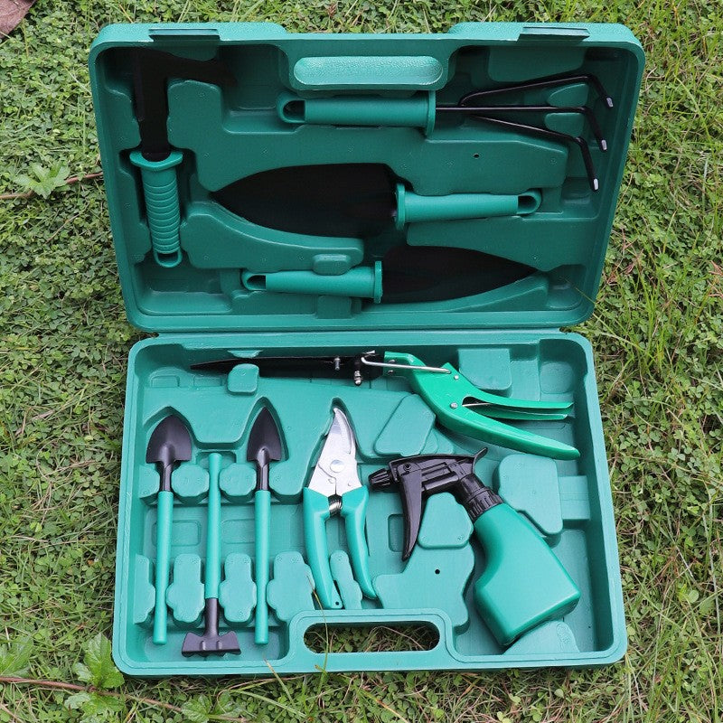 Set 10 accesorii pentru gradinarit Flippy, geanta depozitare inclusa, otel inoxidabil, 37 x 28 cm, verde-7