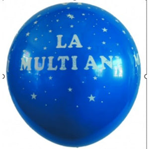 Set 10 Baloane din Latex, Flippy, Model Party, La Multi Ani, 23 cm, Albastre, 2.2 g-0
