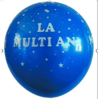Set 10 Baloane din Latex, Flippy, Model Party, La Multi Ani, 23 cm, Albastre, 2.2 g-0