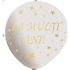 Set 10 Baloane din Latex, Flippy, Model Party, La Multi Ani, 23 cm, Albe, 2.2 g-0