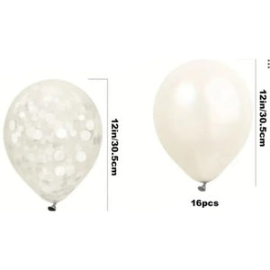 Set 10 Baloane din Latex, Flippy, Model Party, 30 cm, 5x Alb, 5x Transparent Confetti, 2.8 g-0
