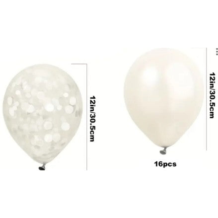 Set 10 Baloane din Latex, Flippy, Model Party, 30 cm, 5x Alb, 5x Transparent Confetti, 2.8 g-0
