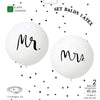 Set 2 Baloane din Latex, Flippy, Tip Jumbo, Model Mr si Mrs, Tema Nunta, 45 cm, Alb-0