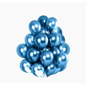 Set 10 Baloane din Latex Chrome, Flippy, Model Party, 23 cm, Diferite Nuante Albastru, 2.2 g-0