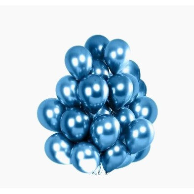 Set 10 Baloane din Latex Chrome, Flippy, Model Party, 23 cm, Diferite Nuante Albastru, 2.2 g-0