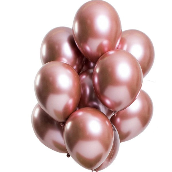 Set 10 Baloane din Latex Chrome, Flippy, Model Party, 23 cm, Diferite Nuante Roz, 2.2 g-0