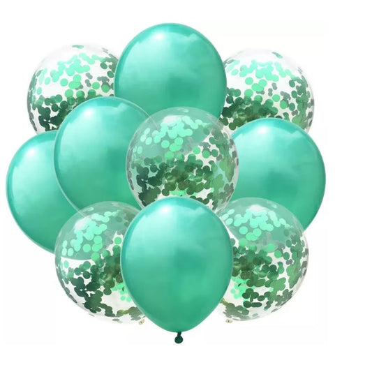 Set 10 Baloane din Latex, Flippy, Model Party Confetti, 5 x Confetti, 5 x Turcoaz, 25 cm, 2.2g-0
