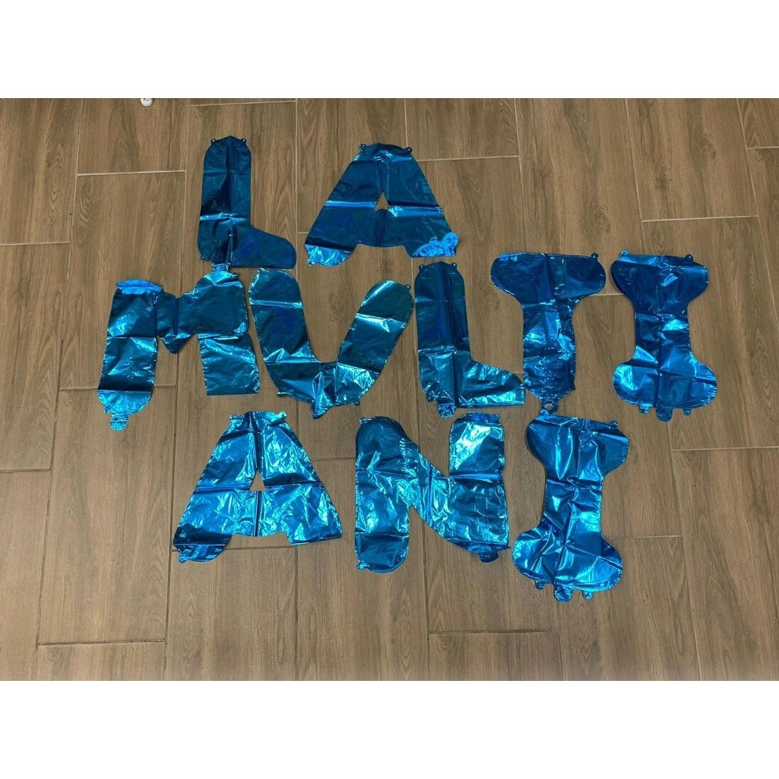 Set 10 Baloane din Folie Metalizata, Flippy, Figurine Litere, Model La multi ani, Tema Aniversare, 40 cm, Ambalaj Individual, Pai Inclus,  Umflare cu Aer sau Heliu, Albastru-3