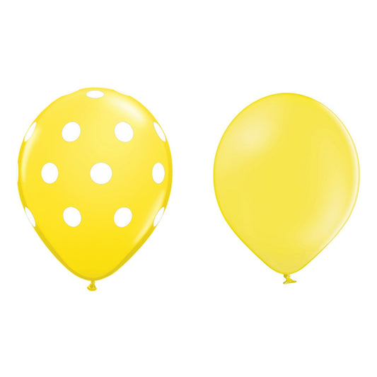 Set 10 Baloane din Latex, Flippy, Model Party cu Buline si Simple, 30 cm, Galben, 2.8 g-0