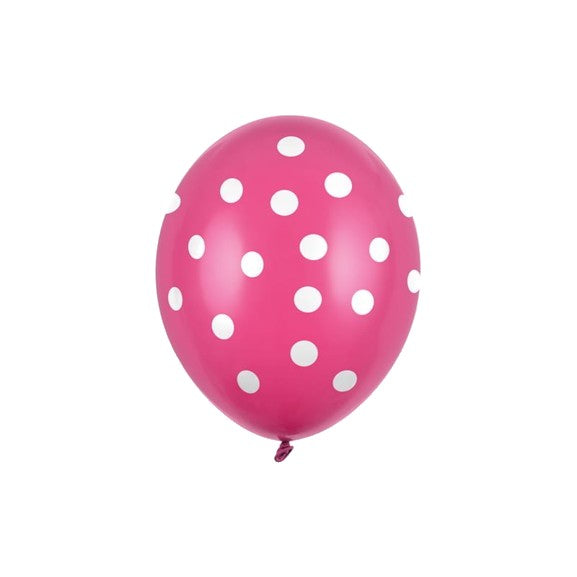 Set 10 Baloane din Latex, Flippy, Model Party cu Buline si Simple, 30 cm, Fucsia, 2.8 g-1