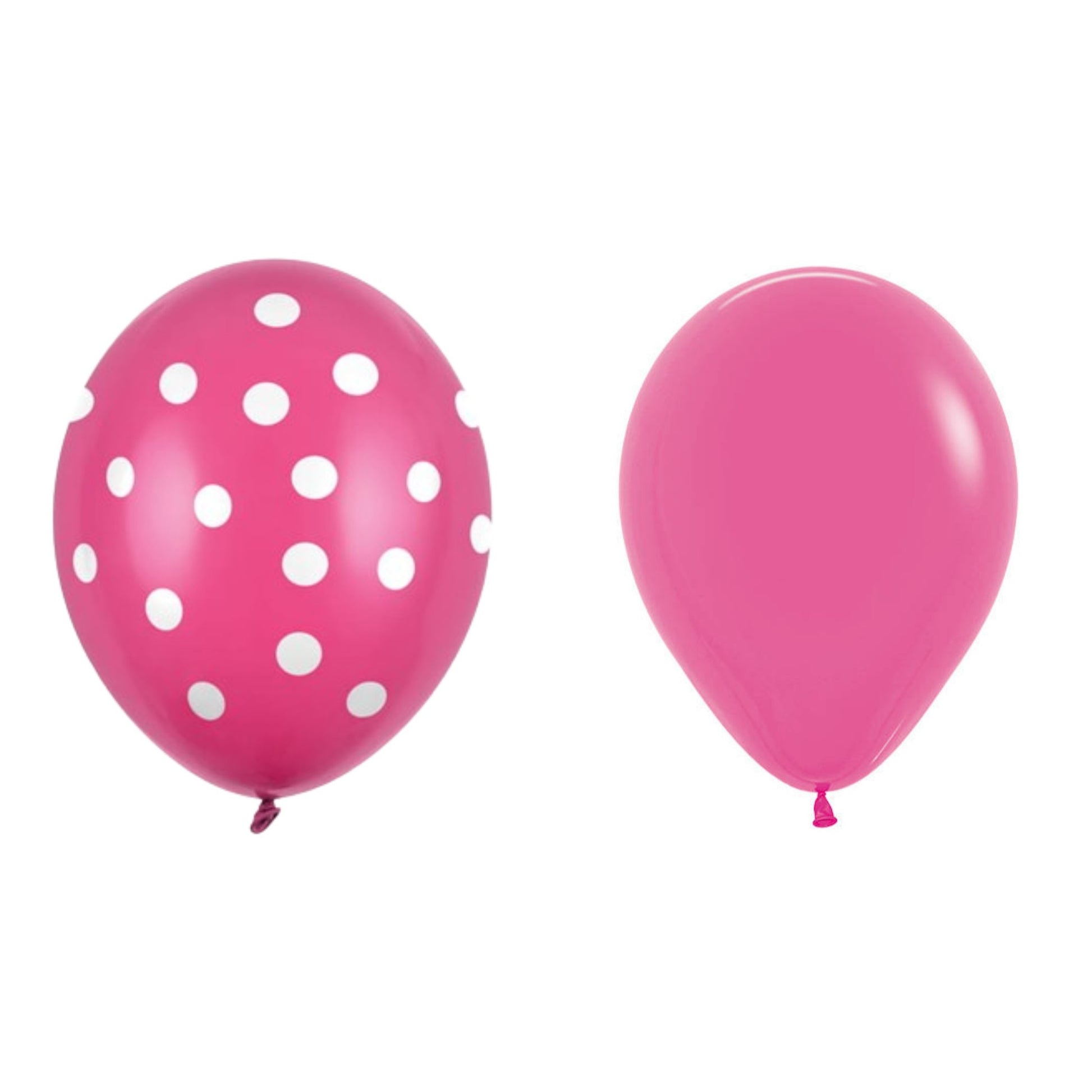 Set 10 Baloane din Latex, Flippy, Model Party cu Buline si Simple, 30 cm, Fucsia, 2.8 g-0
