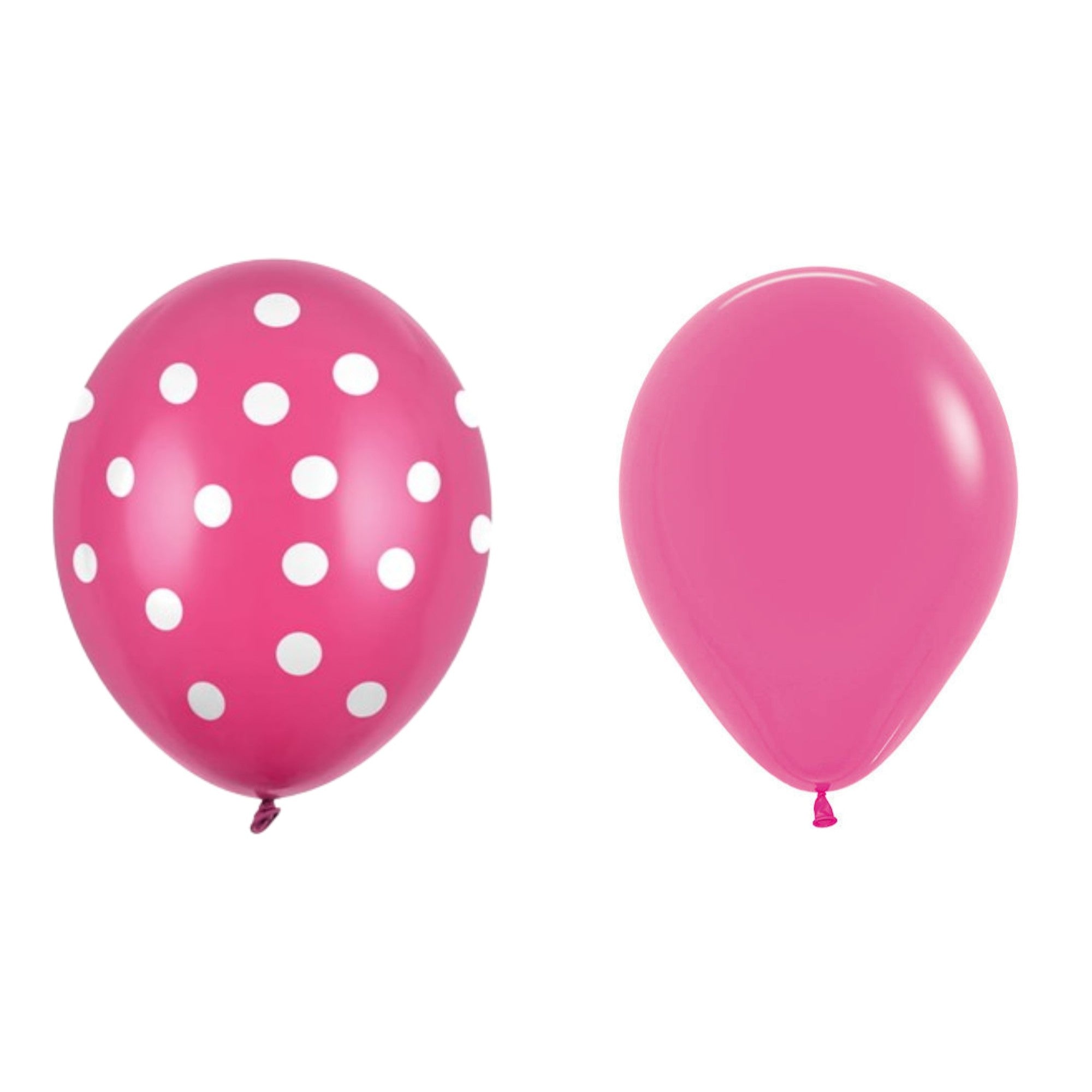 Set 10 Baloane din Latex, Flippy, Model Party cu Buline si Simple, 30 cm, Fucsia, 2.8 g-0