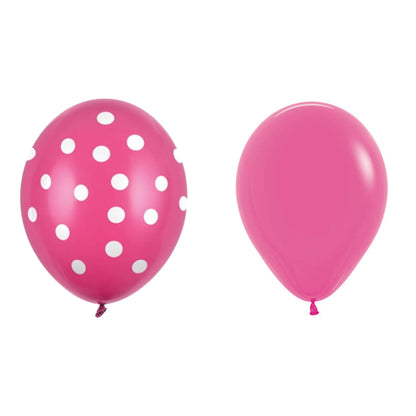 Set 10 Baloane din Latex, Flippy, Model Party cu Buline si Simple, 30 cm, Fucsia, 2.8 g-0