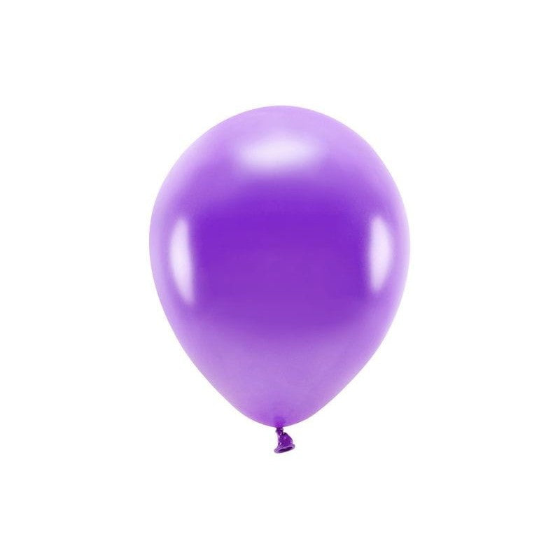 Set 10 Baloane din Latex, Flippy, Model Party cu Buline si Simple, 30 cm, Mov, 2.8 g-2