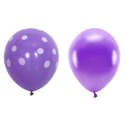 Set 10 Baloane din Latex, Flippy, Model Party cu Buline si Simple, 30 cm, Mov, 2.8 g-0