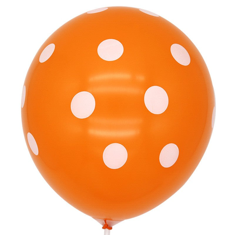 Set 10 Baloane din Latex, Flippy, Model Party cu Buline si Simple, 30 cm, Portocaliu, 2.8 g-2