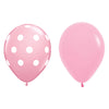Set 10 Baloane din Latex, Flippy, Model Party cu Buline si Simple, 30 cm, Roz, 2.8 g-0