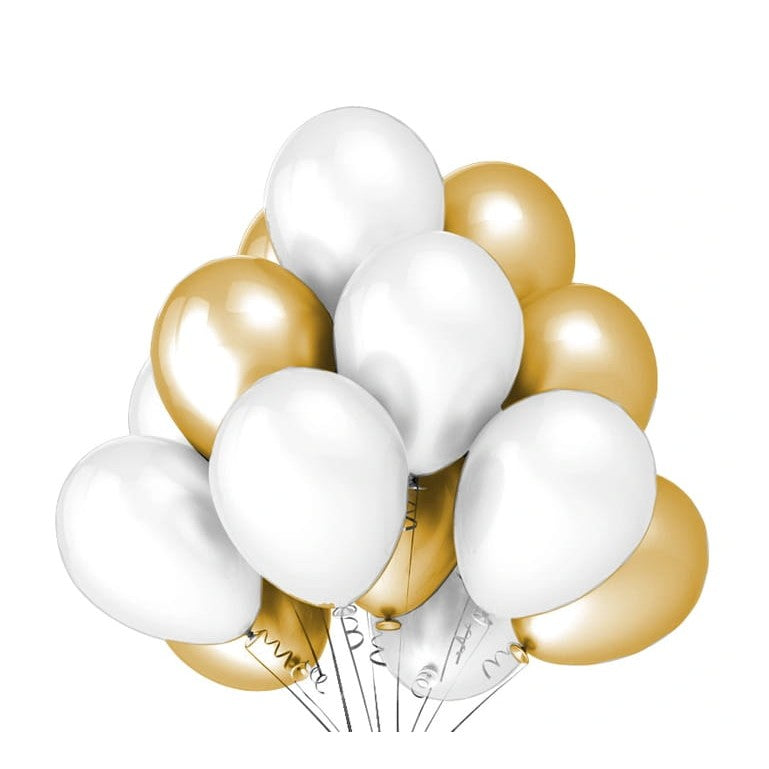 Set 10 Baloane din Latex Metalizate, Flippy, Model Party, 5x Alb, 5x Nude, 23 cm, 2.2 g-0