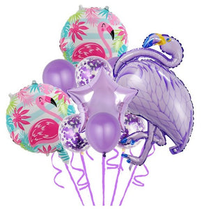 Set 10 Baloane Folie si Latex Flamigo Party, 60 -90 cm, Mov-0