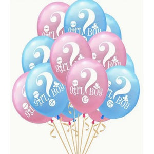 Set 10 Baloane din Latex, Flippy, Model Party Gender Reveal, 30 cm, Roz Albastru, 2.8 g-0