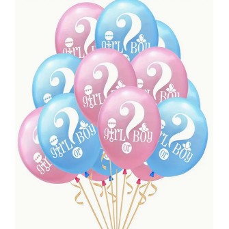 Set 10 Baloane din Latex, Flippy, Model Party Gender Reveal, 30 cm, Roz Albastru, 2.8 g-0