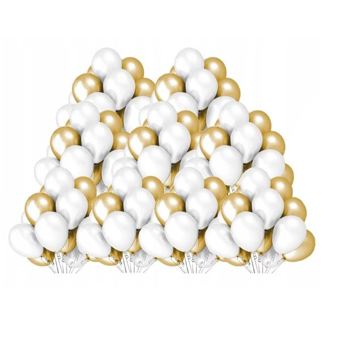 Set 10 Baloane din Latex Metalizate, Flippy, Model Party, 5x Alb, 5x Nude, 23 cm, 2.2 g-1