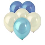 Set 10 Baloane din Latex Metalizate, Flippy, Model Party, Alb, Albastru, Blue, 23 cm, 2.2 g-0