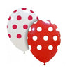 Set 10 Baloane din Latex, Flippy, Model Party cu Buline, 30 cm, Alb Rosu, 2.8 g-0