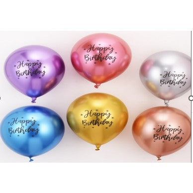 Set 10 Baloane din Latex Chrome, Flippy, Model Party, La Multi Ani, 23 cm, Multicolor, 2.2 g-0