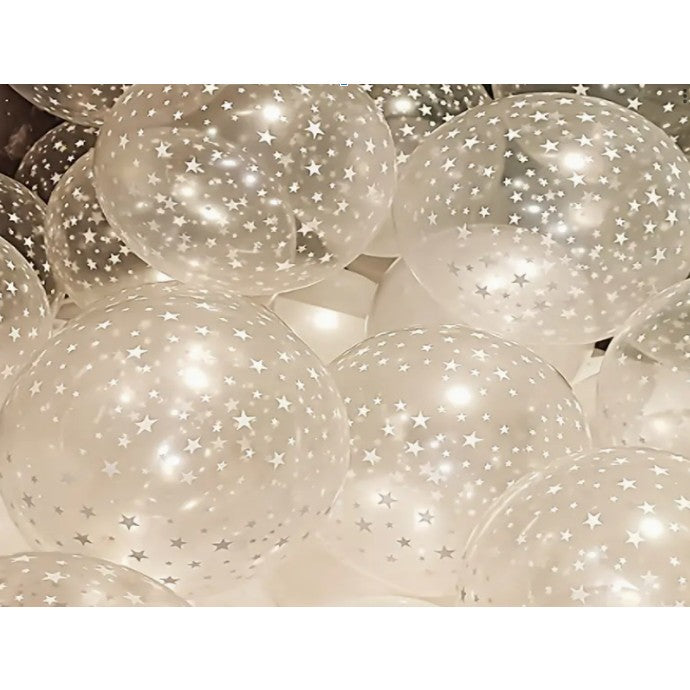 Set 10 Baloane din Latex Transparente, Flippy, Model Party Confetti, 30 cm, Multicolore, 2.8 g-0