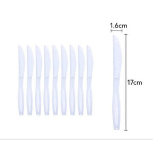 Set 10 cutite de unica folosinta 17 x 1.6 cm, alb-0