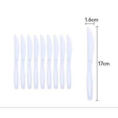 Set 10 cutite de unica folosinta 17 x 1.6 cm, alb-0