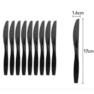 Set 10 cutite de unica folosinta 17 x 1.6 cm, negru-0