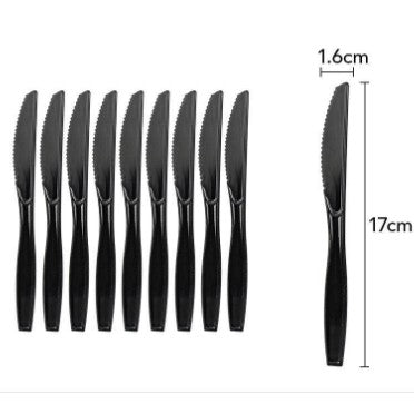 Set 10 cutite de unica folosinta 17 x 1.6 cm, negru-0