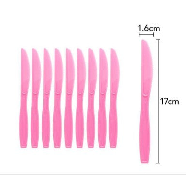 Set 10 cutite de unica folosinta 17 x 1.6 cm, roz-0
