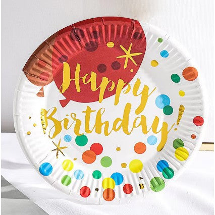 Set 10 farfurii cu design Happy Birthday, 18 cm, model 1-0