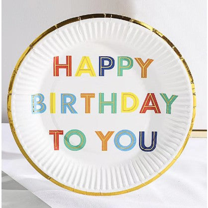 Set 10 farfurii cu design Happy Birthday, 18 cm, model 3-0