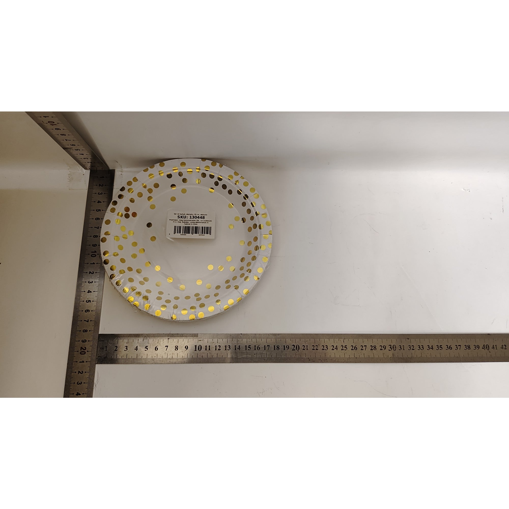 Set 10 farfurii, Flippy, diametru 18 cm, alb/auriu-1