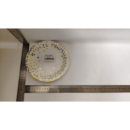 Set 10 farfurii, Flippy, diametru 18 cm, alb/auriu-1