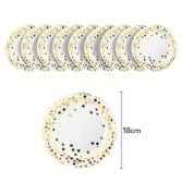 Set 10 farfurii, Flippy, diametru 18 cm, alb/auriu-0