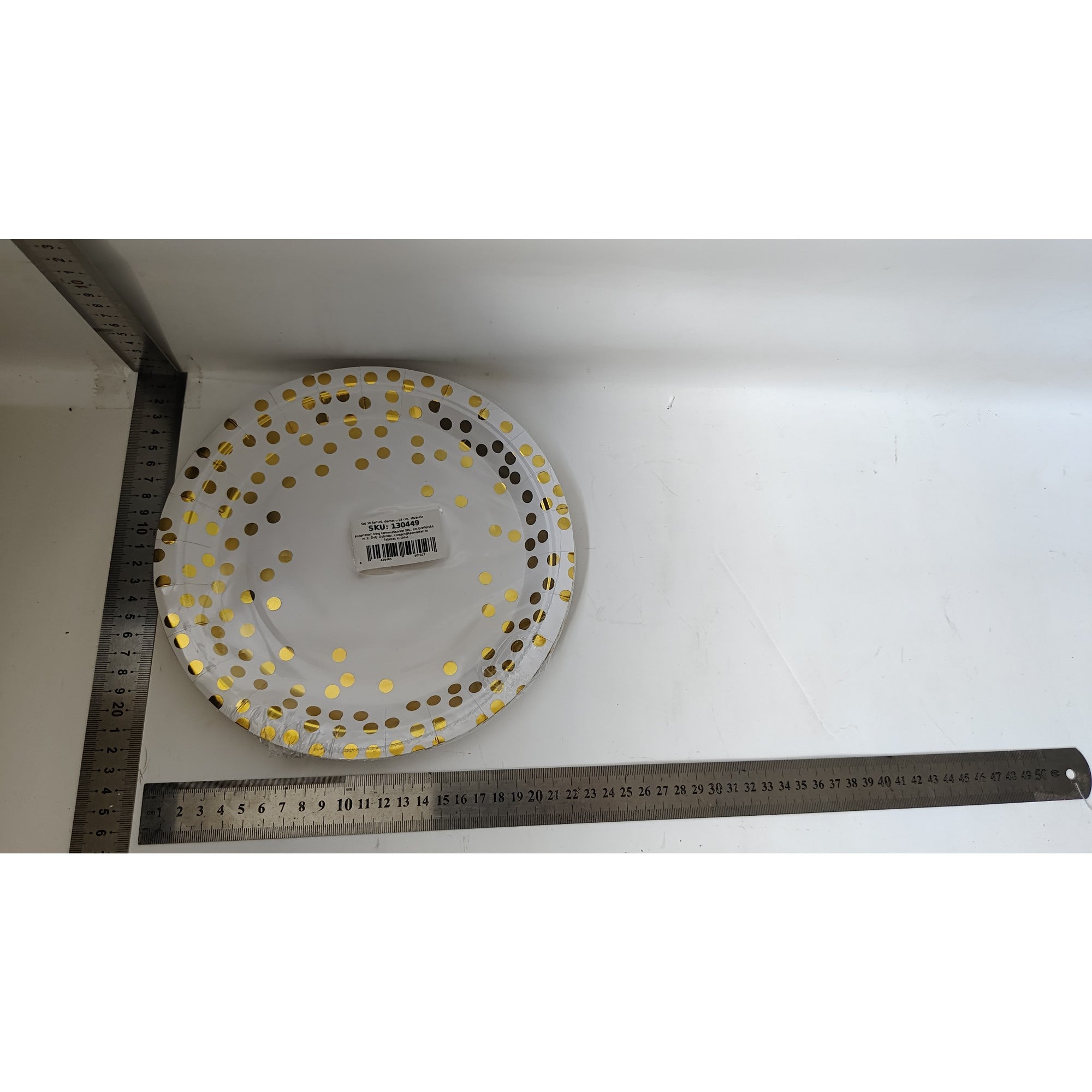 Set 10 farfurii, Flippy, diametru 23 cm, alb/auriu-1