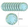 Set 10 farfurii, diametru 23 cm, albastru/auriu-0